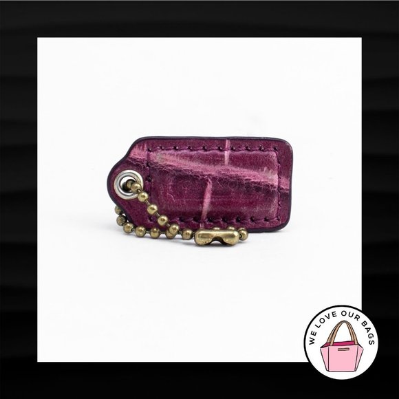Coach Accessories - 1.5" COACH PINK CROC CROCODILE LEATHER BRASS KEY FOB CHARM KEYCHAIN HANG TAG